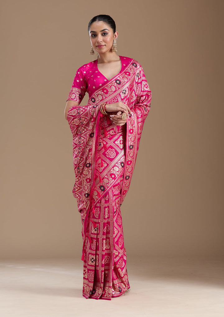Magenta Pink Kanjivaram Silk Saree-koskii