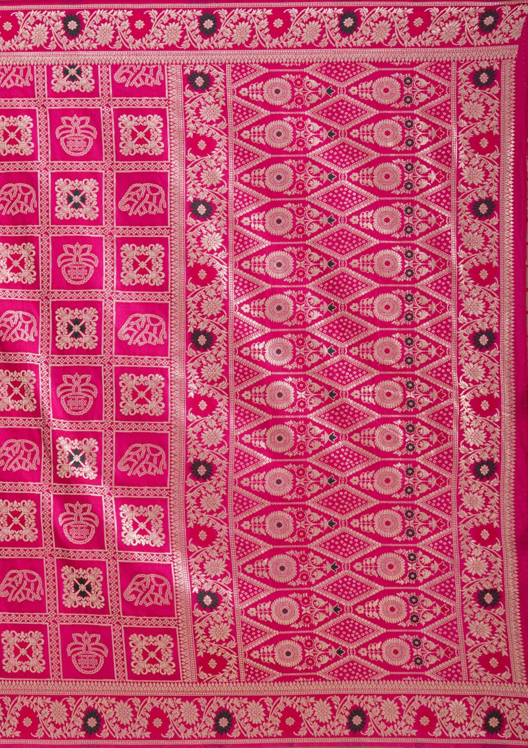 Magenta Pink Kanjivaram Silk Saree-koskii