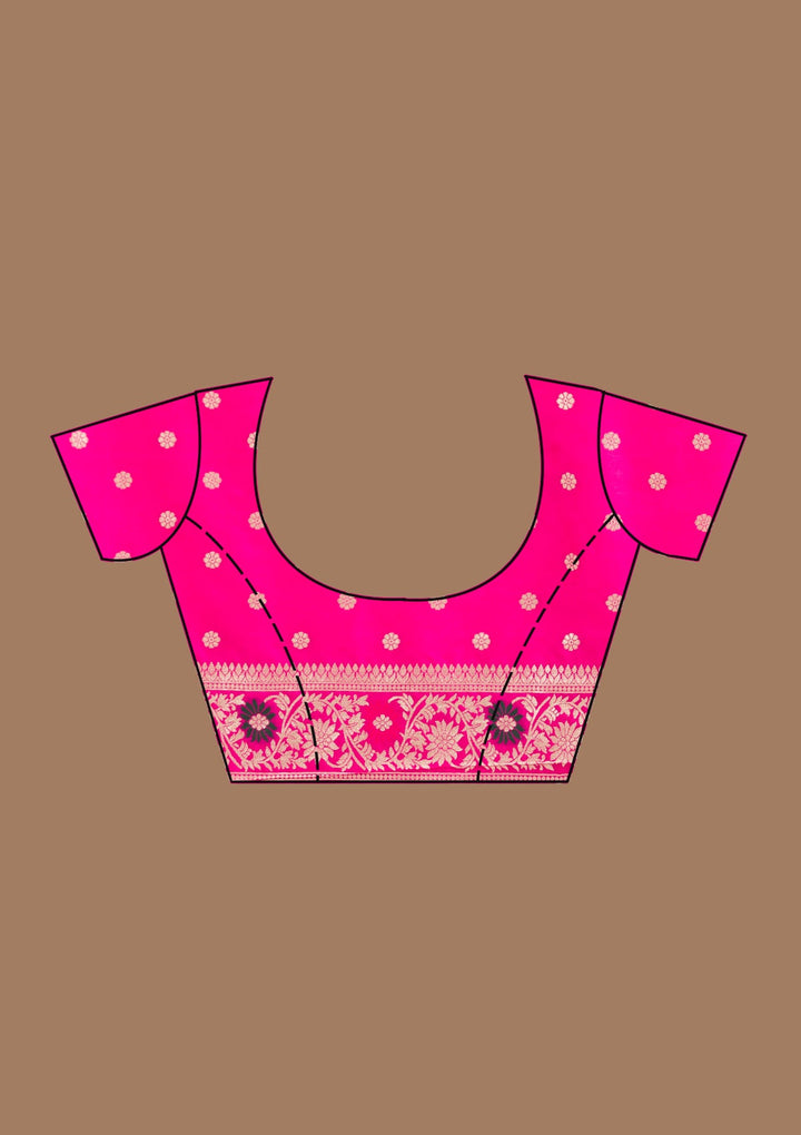 Magenta Pink Kanjivaram Silk Saree-koskii