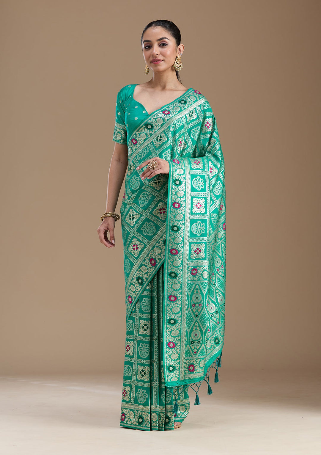 Rama Green Kanjivaram Silk Saree-koskii