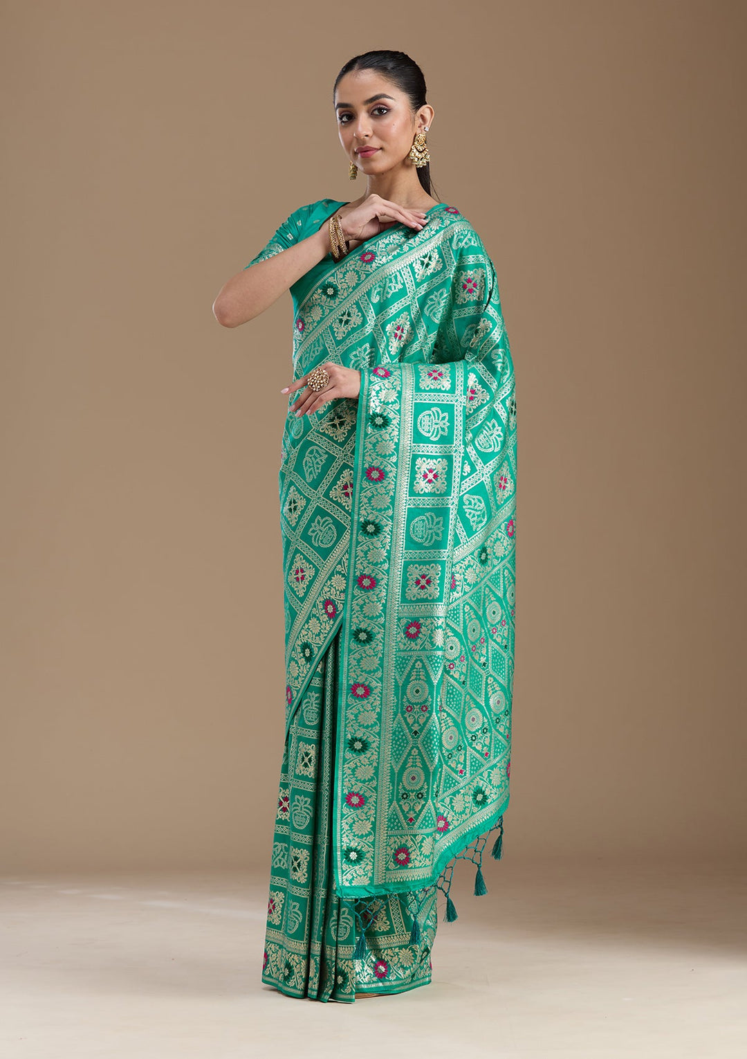 Rama Green Kanjivaram Silk Saree-koskii