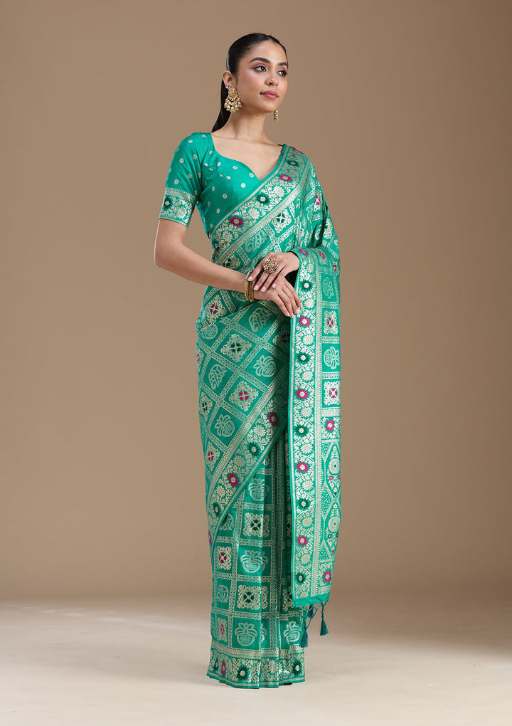 Rama Green Kanjivaram Silk Saree-koskii