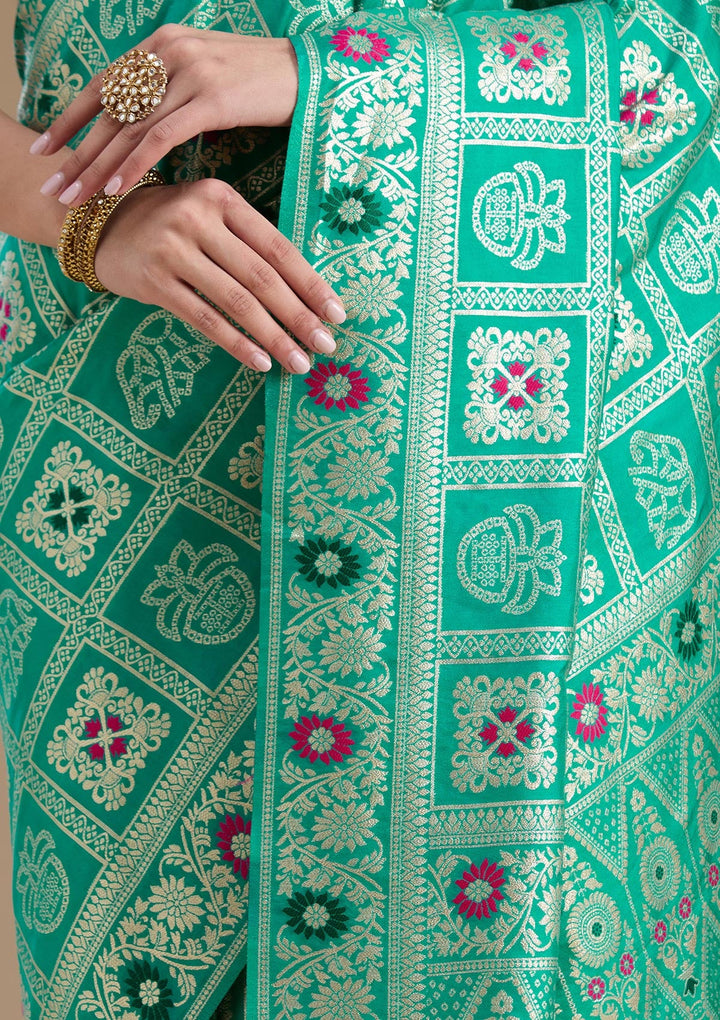 Rama Green Kanjivaram Silk Saree-koskii
