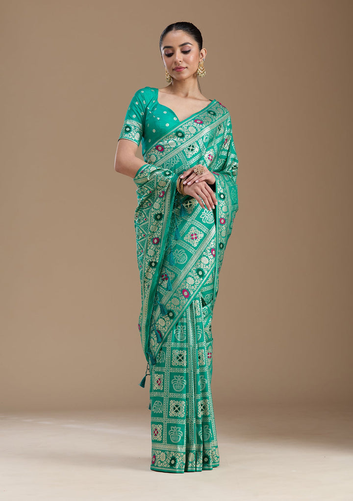 Rama Green Kanjivaram Silk Saree-koskii