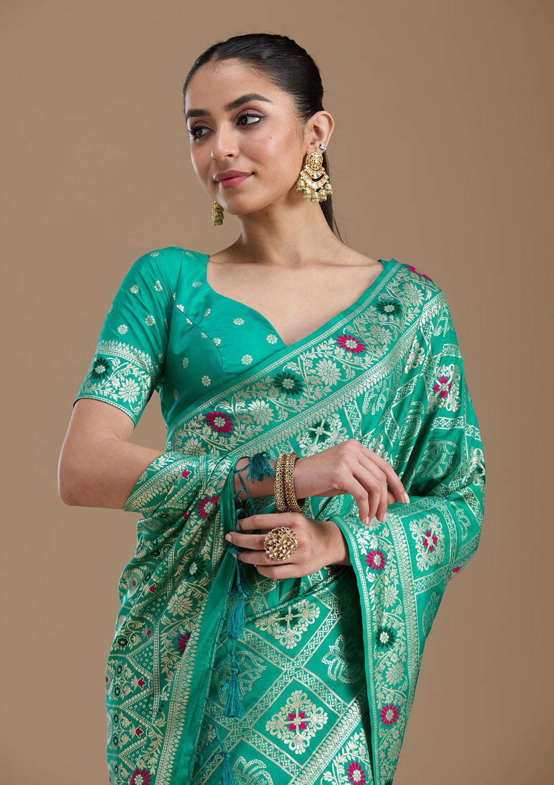 Rama Green Kanjivaram Silk Saree-koskii