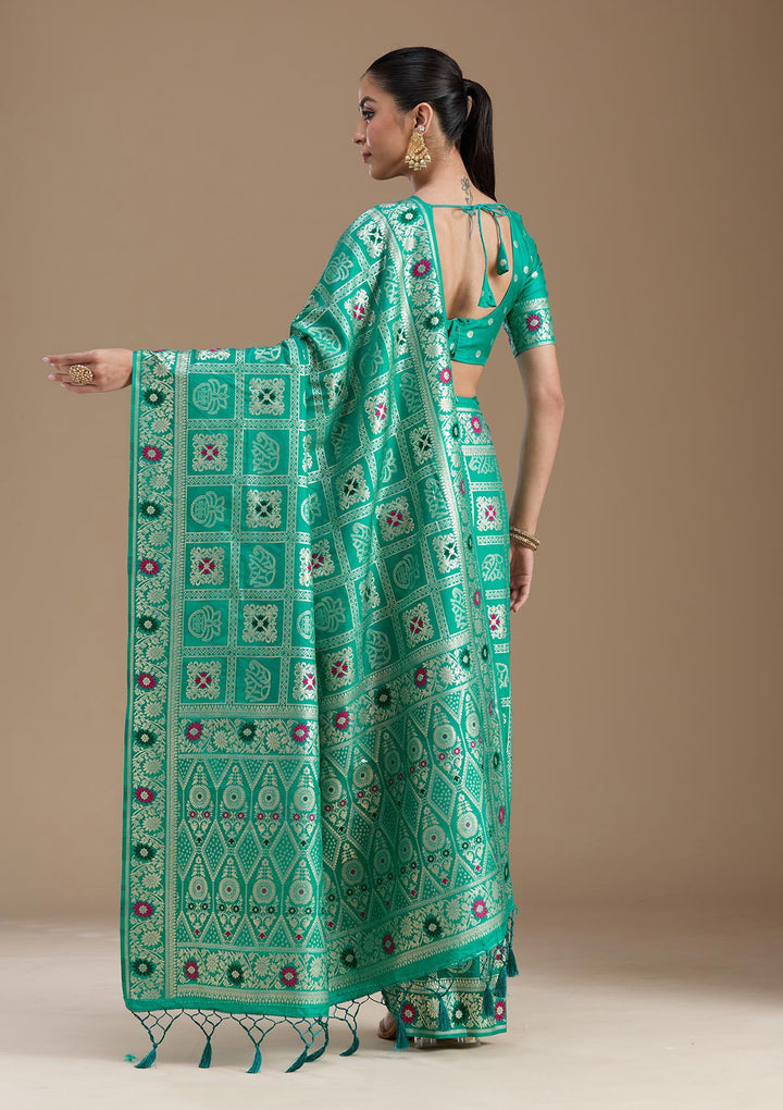 Rama Green Kanjivaram Silk Saree-koskii