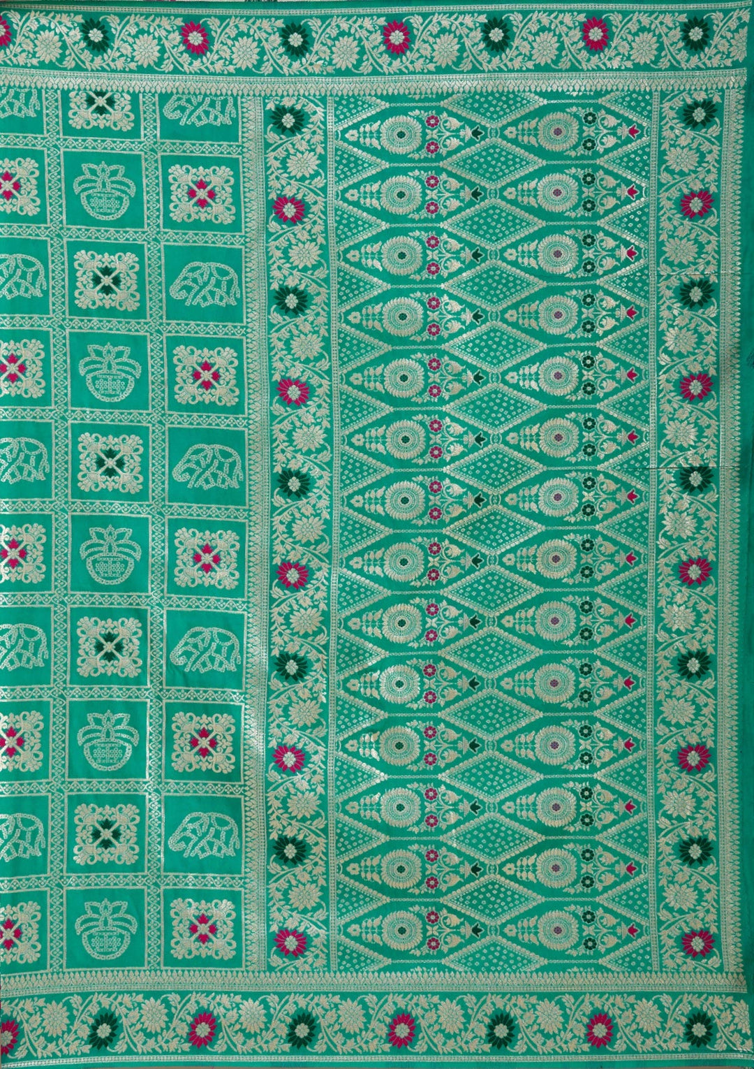 Rama Green Kanjivaram Silk Saree-koskii
