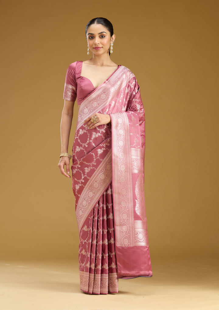 Mauve Zariwork (Gold) Art Silk Saree