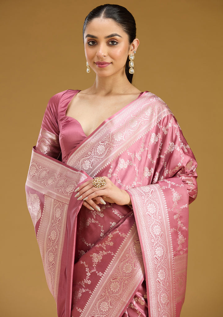 Mauve Zariwork (Gold) Art Silk Saree