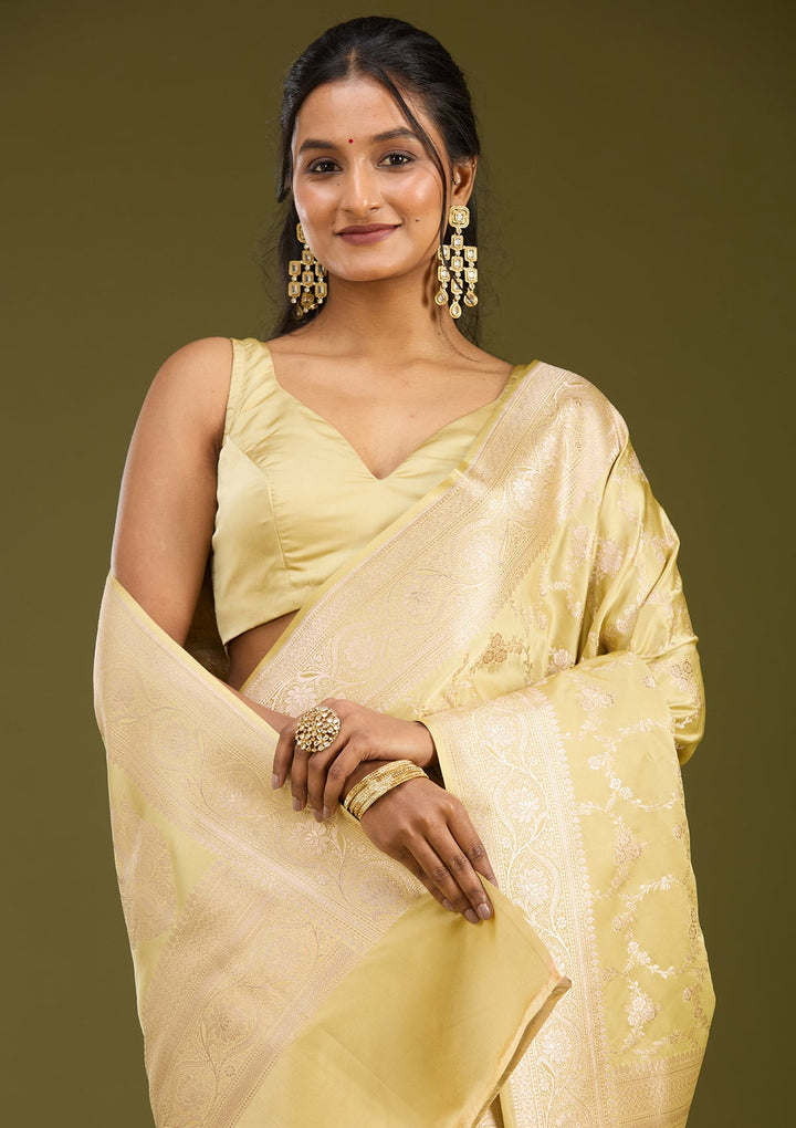 Pista Green Zariwork (Gold) Art Silk Saree
