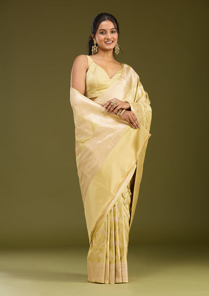 Pista Green Zariwork (Gold) Art Silk Saree