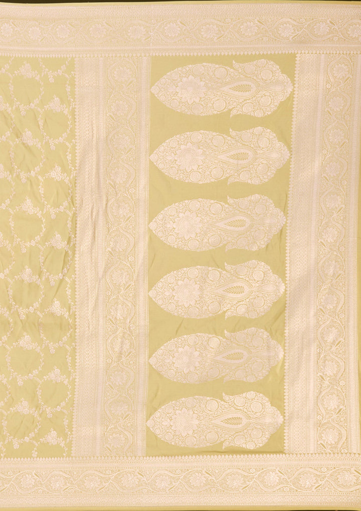 Pista Green Zariwork (Gold) Art Silk Saree