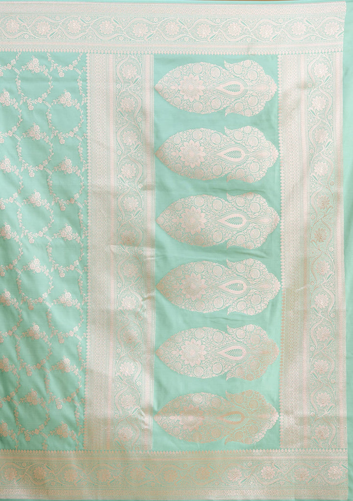 Sea Green Zariwork (Gold) Art Silk Saree