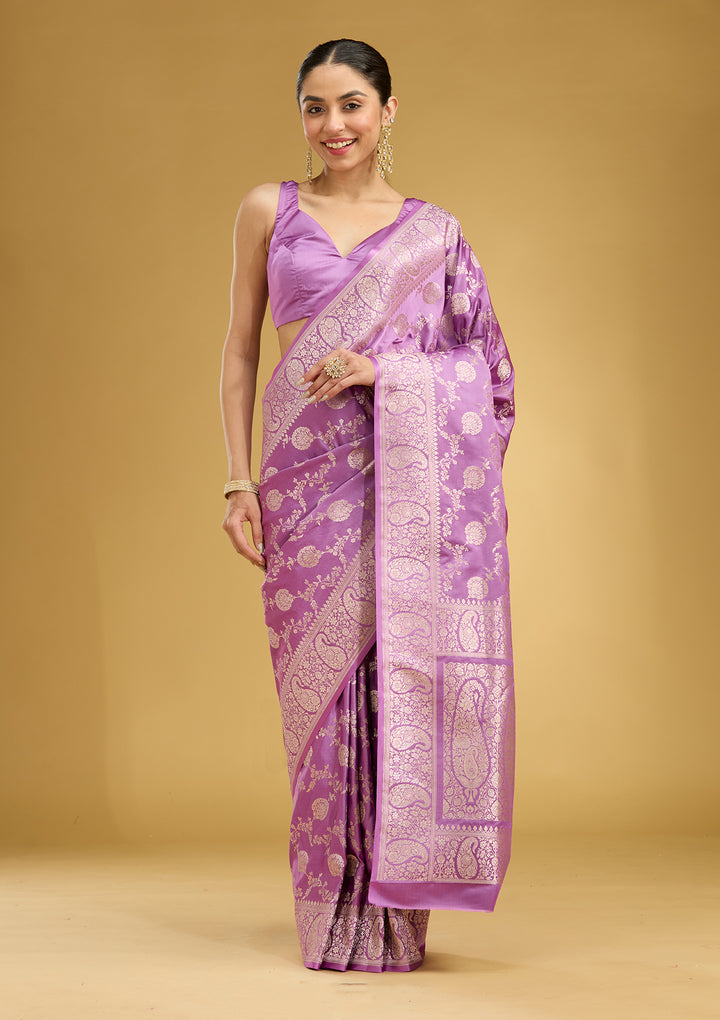 Lavender Zariwork Art Silk Silk Saree