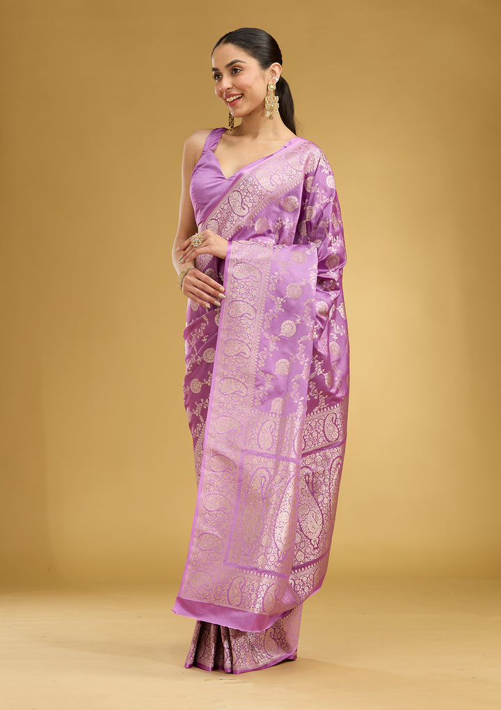 Lavender Zariwork Art Silk Silk Saree