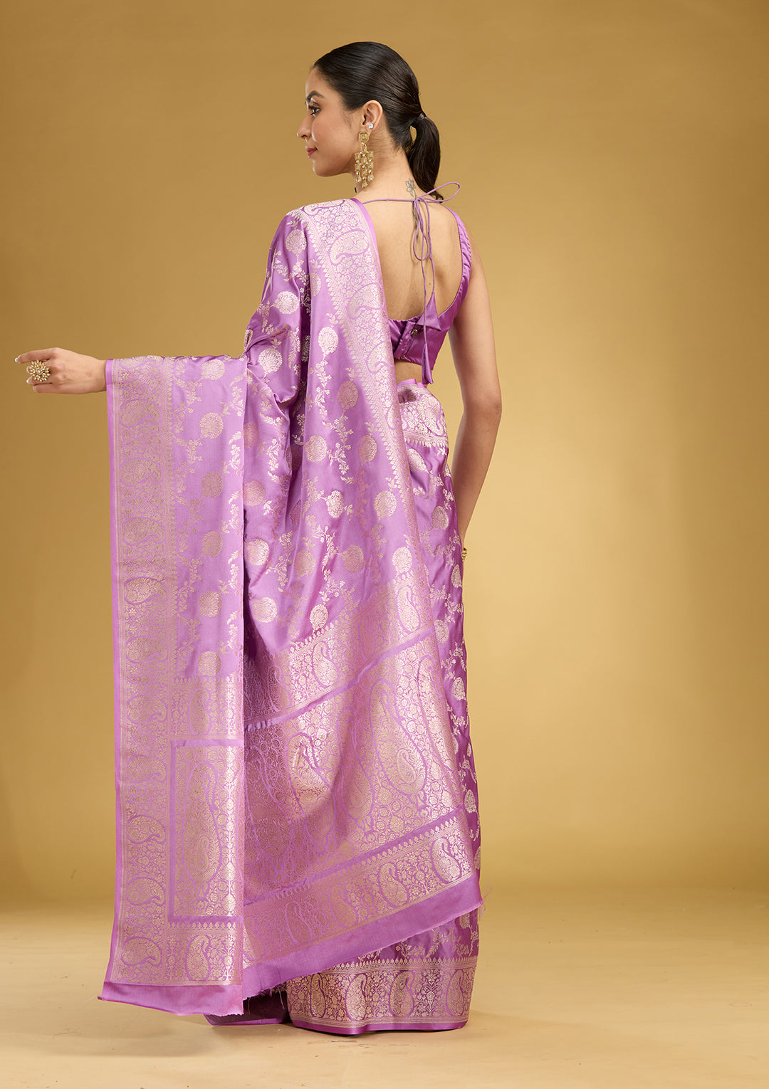 Lavender Zariwork Art Silk Silk Saree