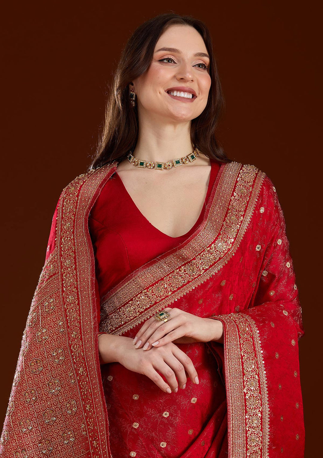 Red Aariwork Pure Silk Silk_Saree