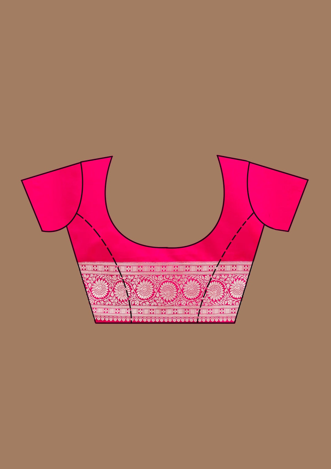 Rani Pink Zardozi (Silver) Art Silk Silk_Saree-koskii