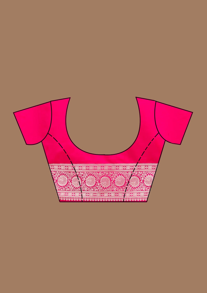 Rani Pink Zardozi (Silver) Art Silk Silk_Saree-koskii