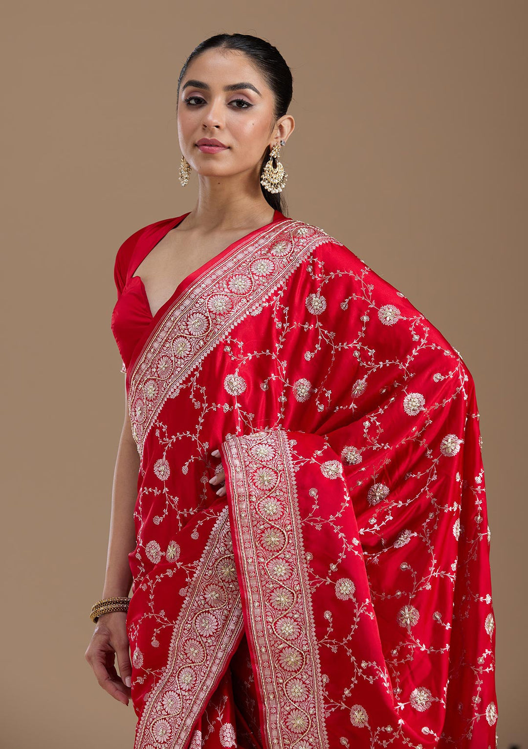 Red Zardozi (Silver) Art Silk Silk_Saree-koskii