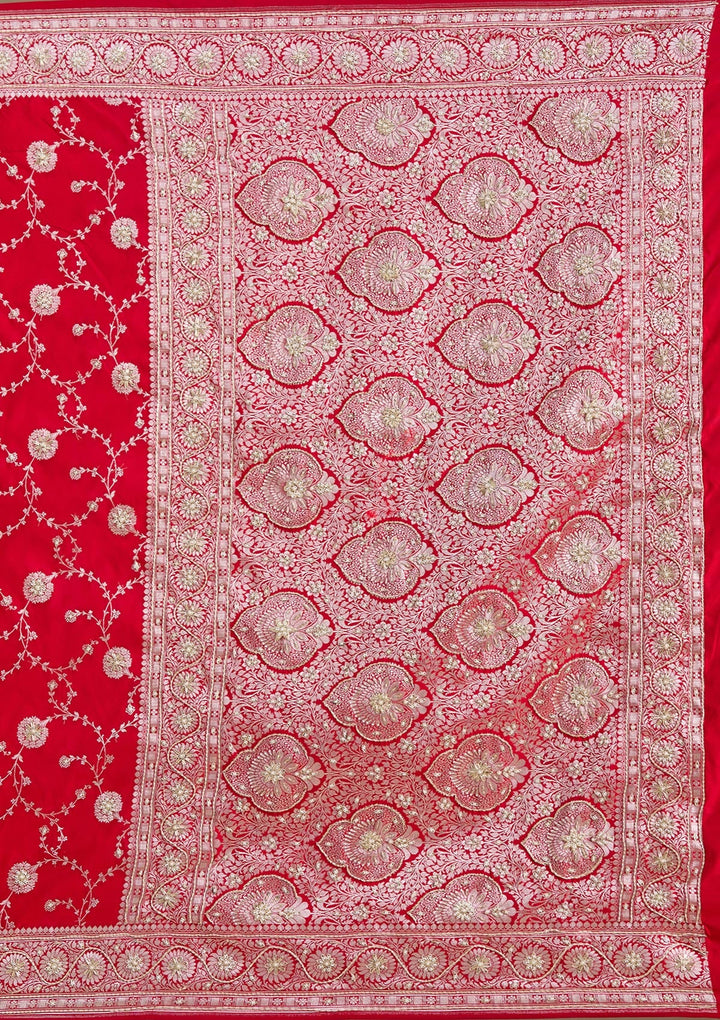 Red Zardozi (Silver) Art Silk Silk_Saree-koskii