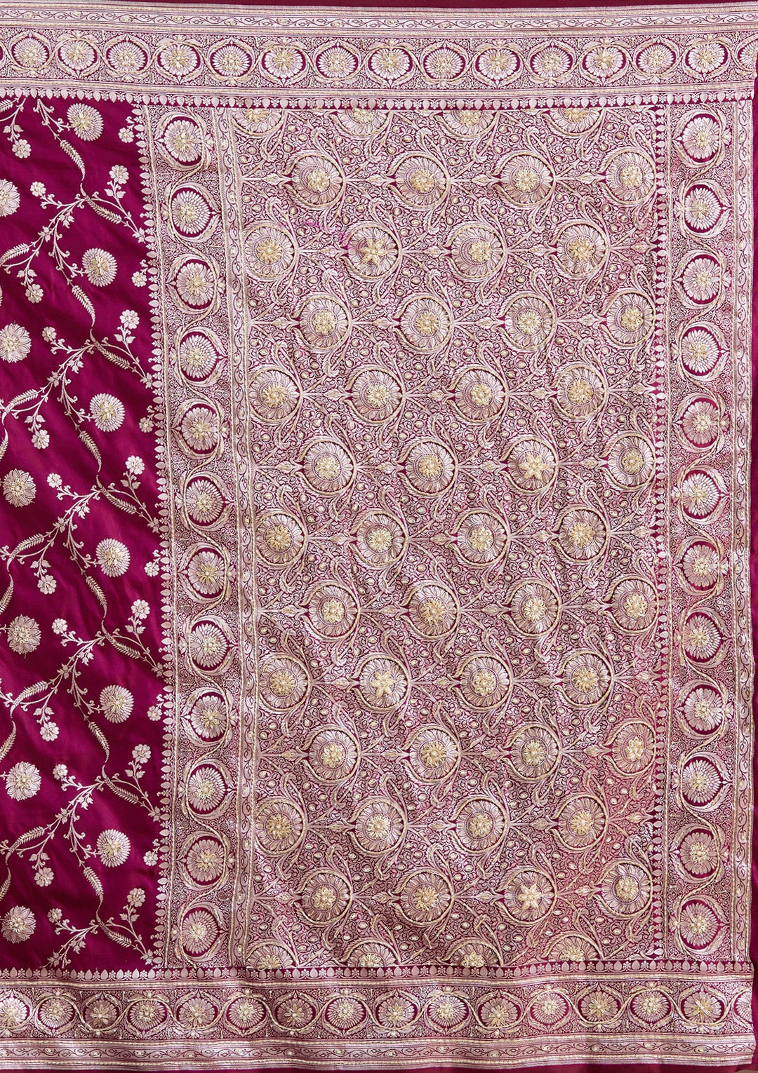 Wine Zardozi (Silver) Art Silk Silk_Saree-koskii