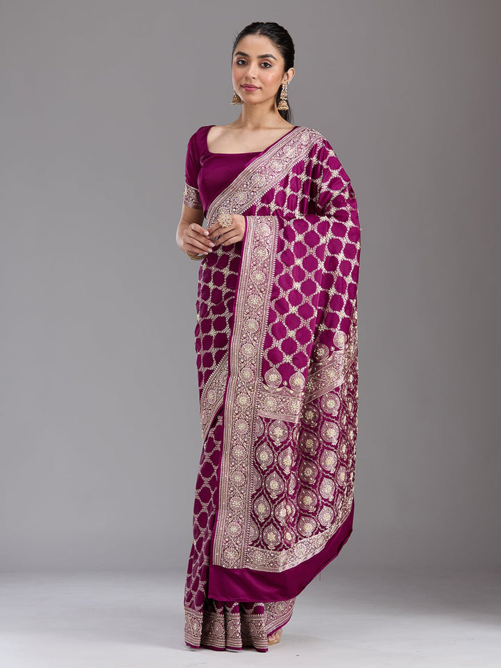 Maroon Zardozi (Silver) Art Silk Silk_Saree-koskii