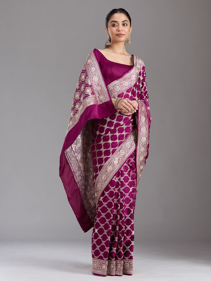 Maroon Zardozi (Silver) Art Silk Silk_Saree-koskii