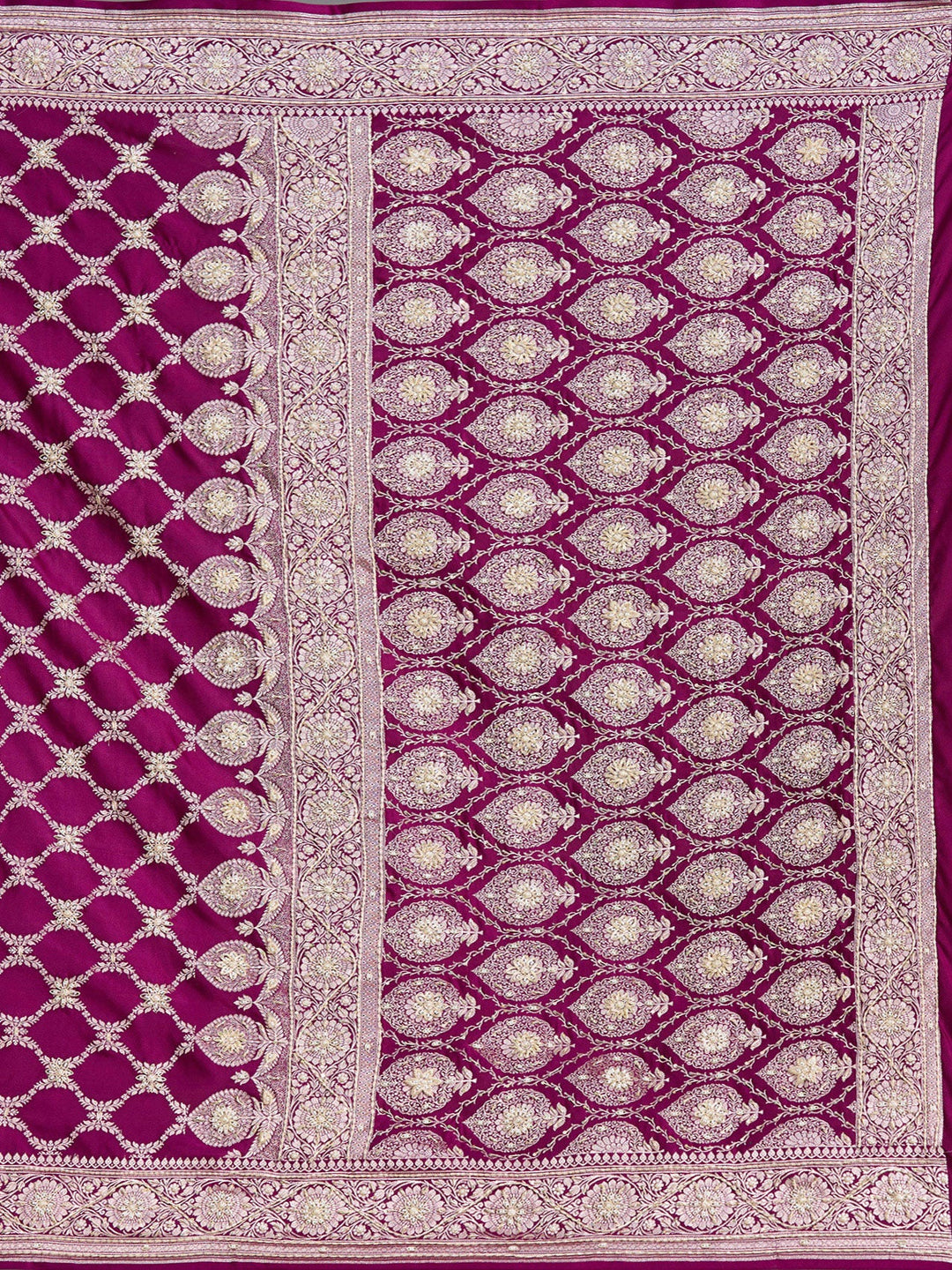 Maroon Zardozi (Silver) Art Silk Silk_Saree-koskii