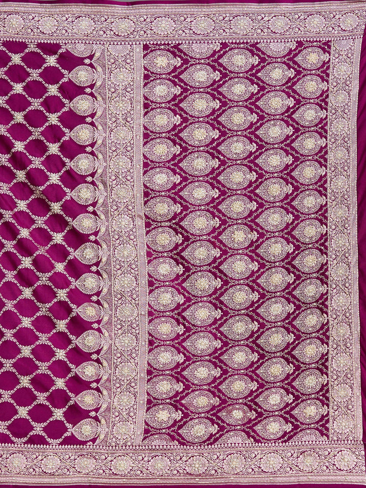 Maroon Zardozi (Silver) Art Silk Silk_Saree-koskii