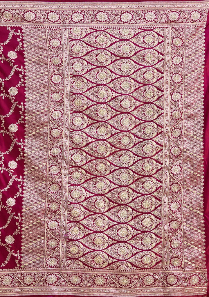 Maroon Zardozi (Silver) Art Silk Silk_Saree-koskii