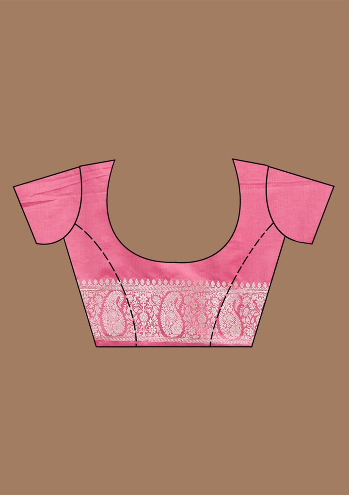 Onion Pink Zardozi (Silver) Art Silk Silk_Saree-koskii