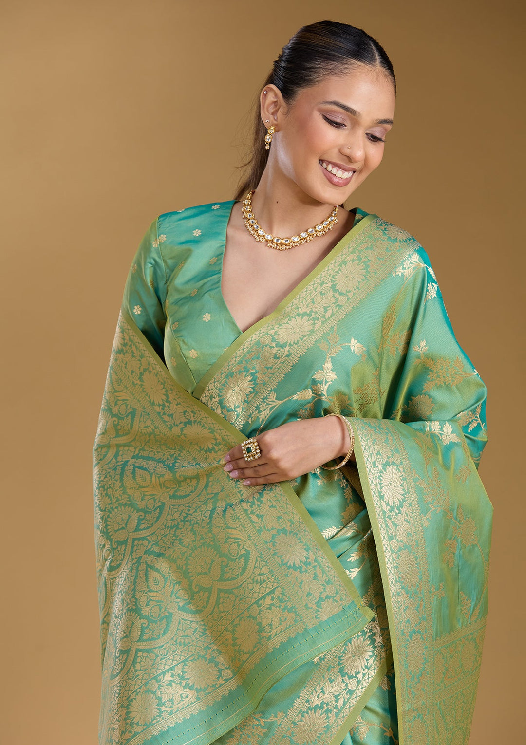 Green Zariwork (Gold) Art Silk Silk_Saree