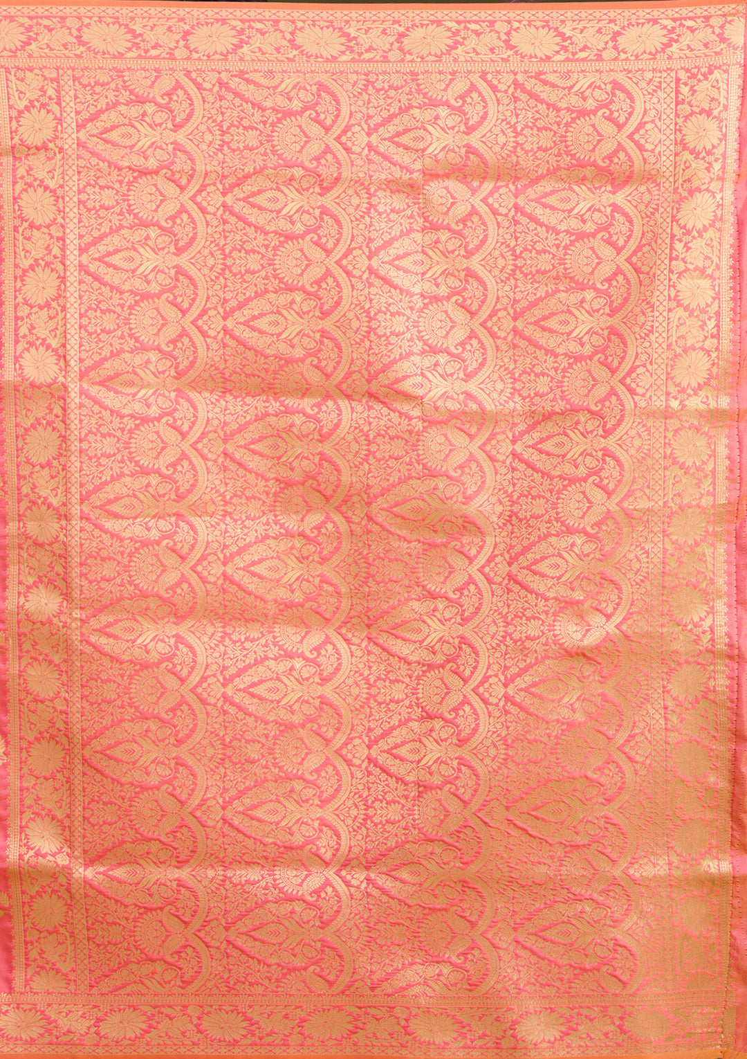 Peach Zariwork (Gold) Art Silk Silk Saree