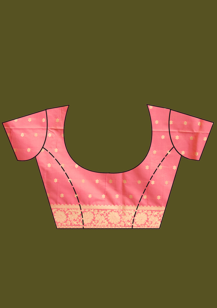 Peach Zariwork (Gold) Art Silk Silk Saree