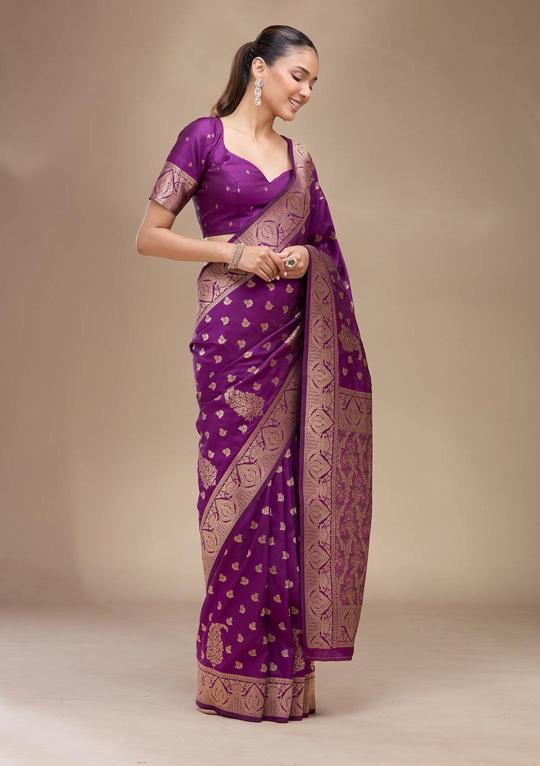 Violet Zariwork (Gold) Art Silk Silk_Saree