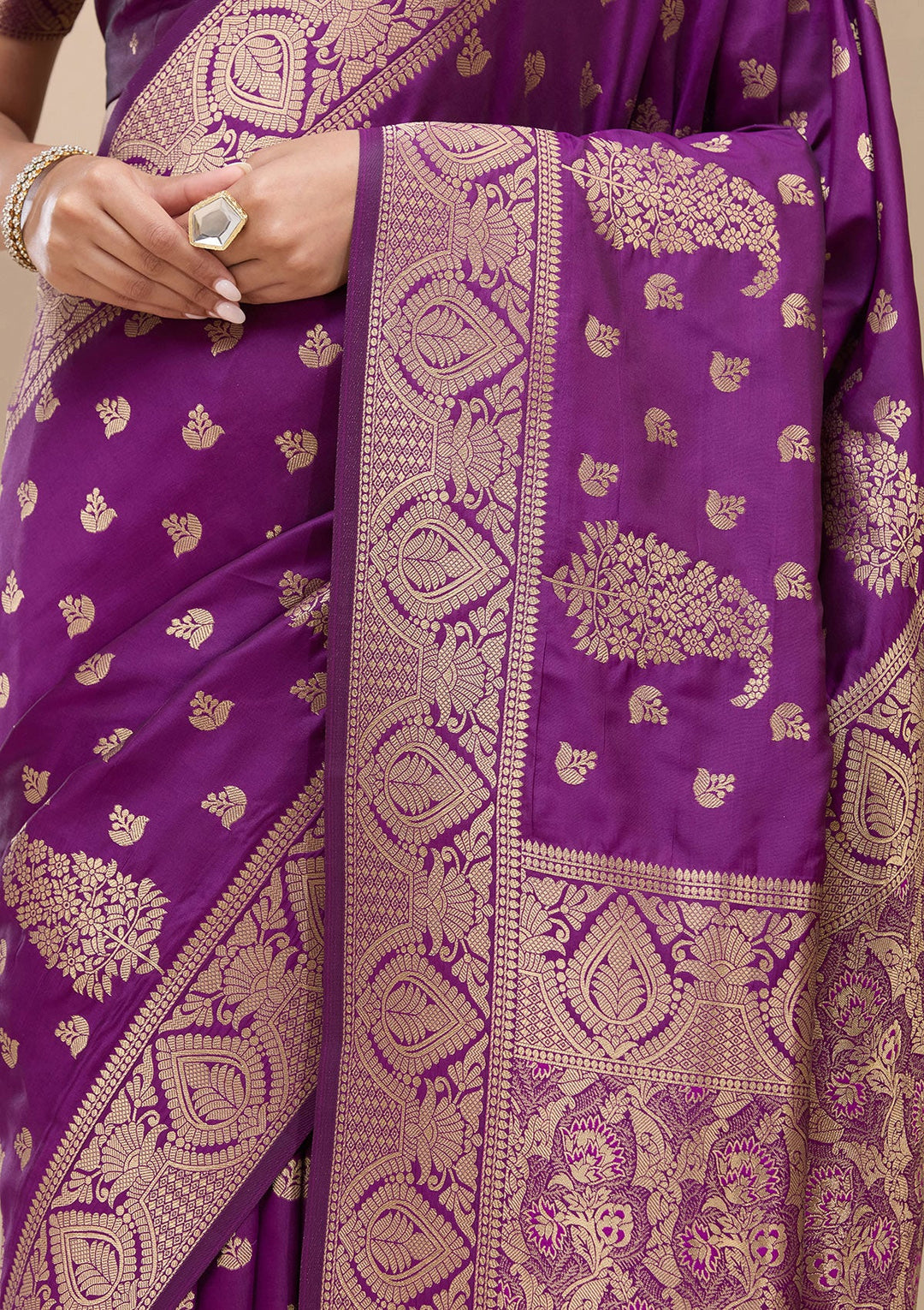 Violet Zariwork (Gold) Art Silk Silk_Saree