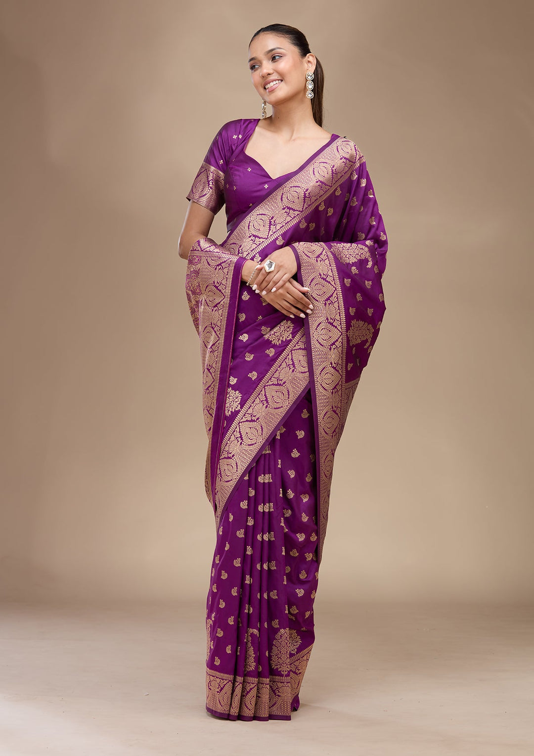 Violet Zariwork (Gold) Art Silk Silk_Saree
