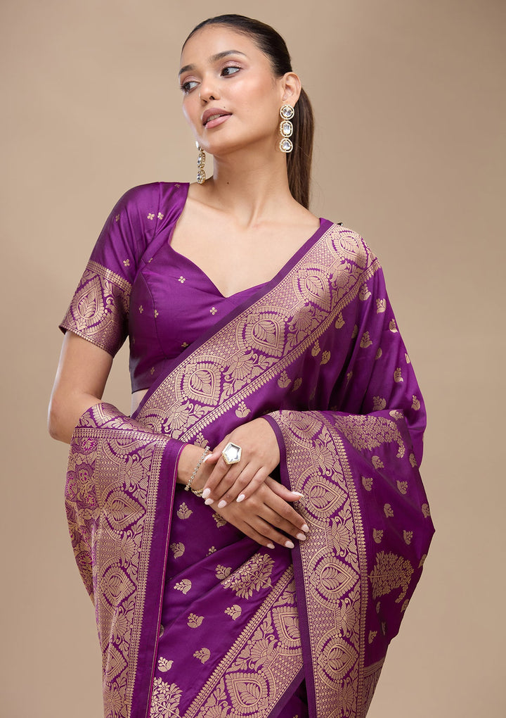 Violet Zariwork (Gold) Art Silk Silk_Saree