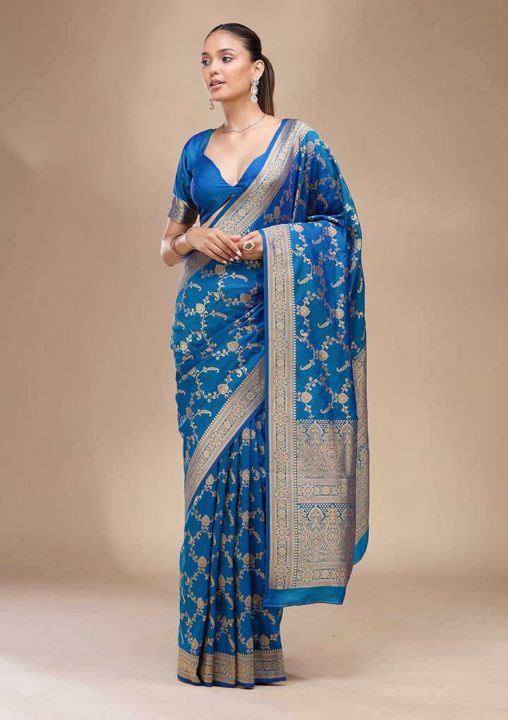 Blue Zariwork (Gold) Art Silk Silk_Saree