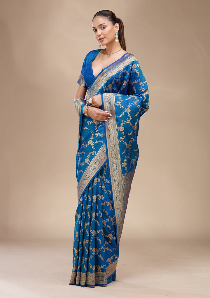 Blue Zariwork (Gold) Art Silk Silk_Saree