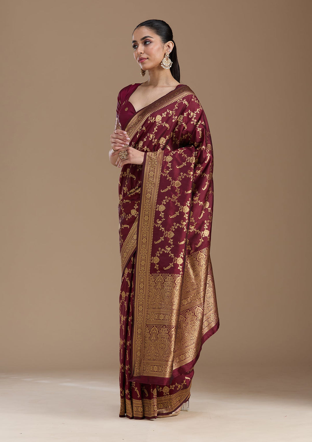 Maroon Zariwork Art Silk Saree-koskii