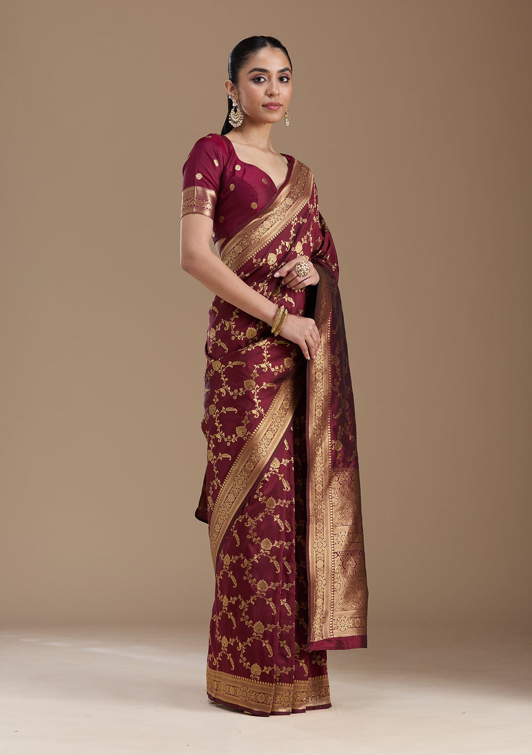 Maroon Zariwork Art Silk Saree-koskii