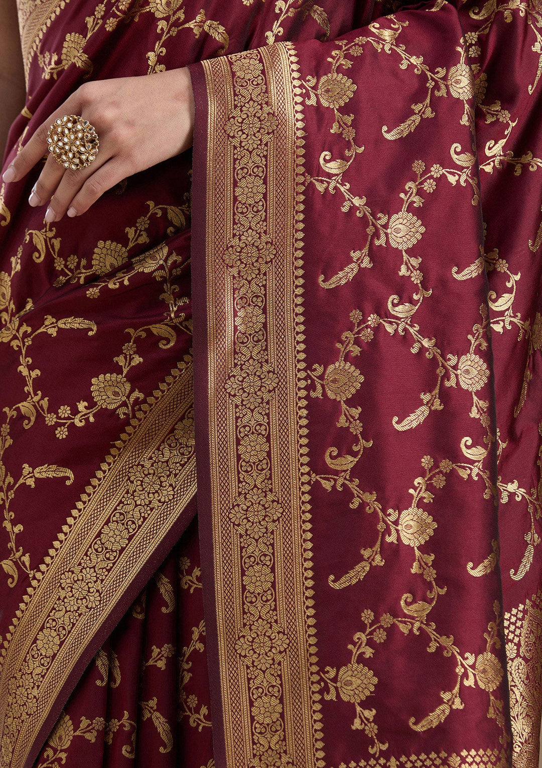Maroon Zariwork Art Silk Saree-koskii