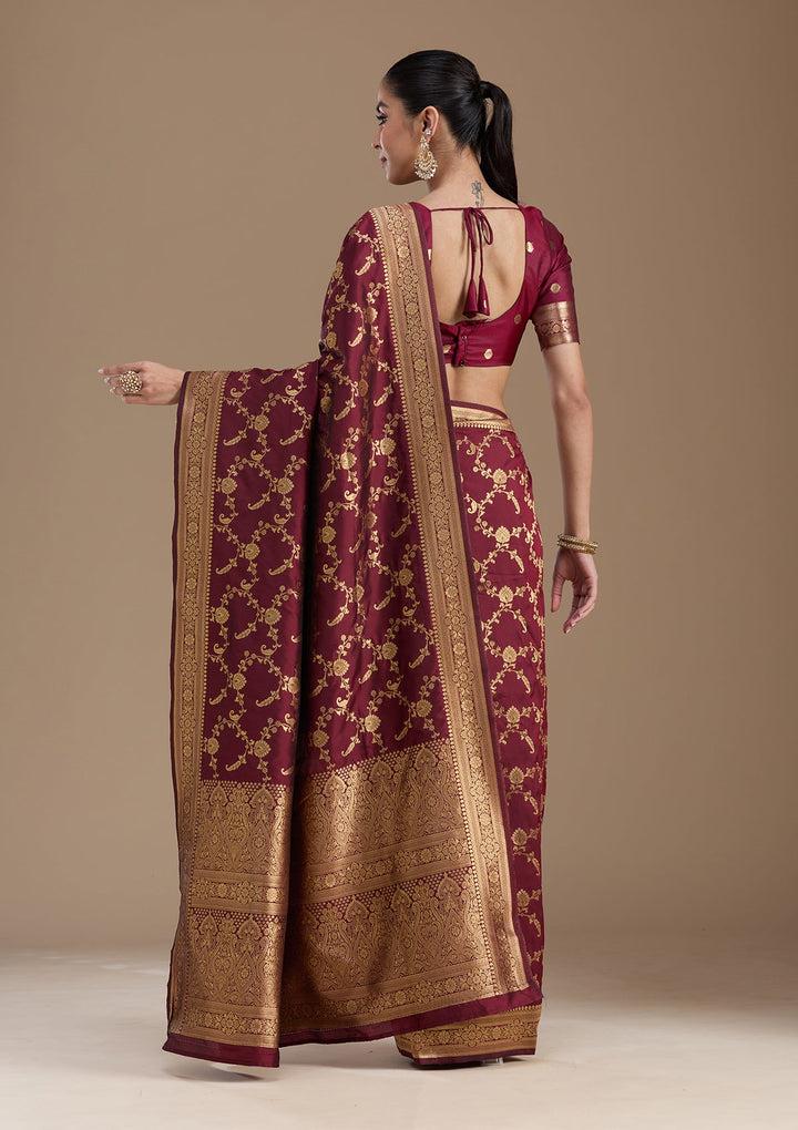 Maroon Zariwork Art Silk Saree-koskii