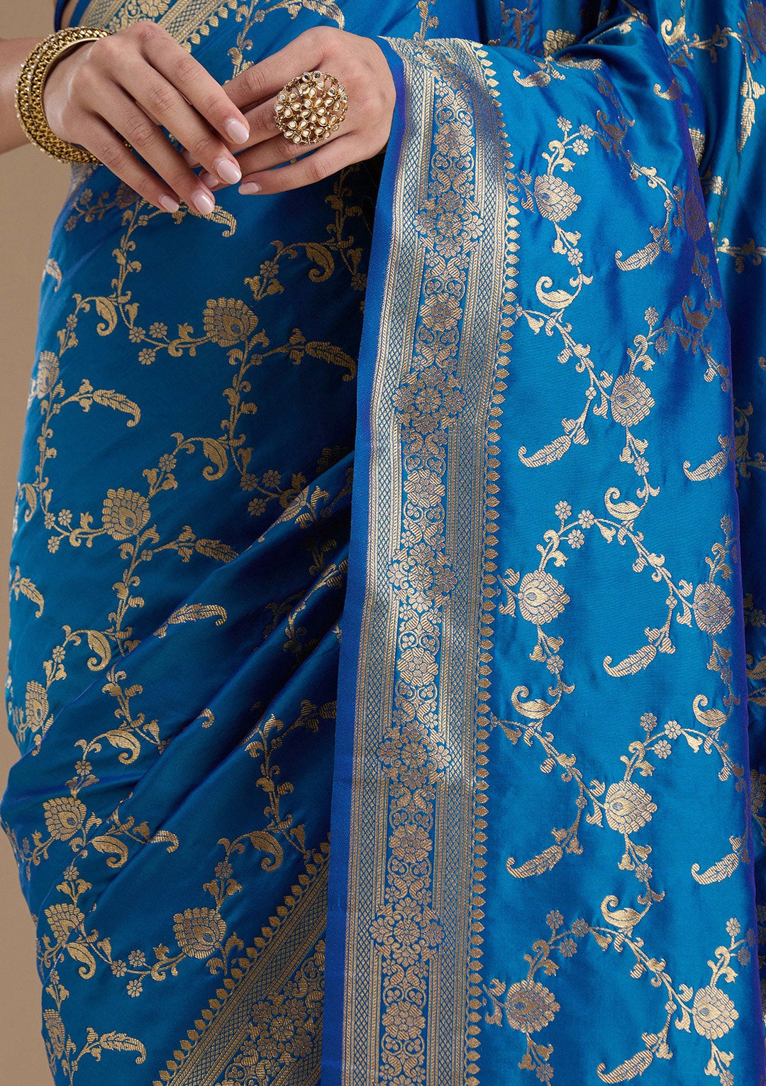 Royal Blue Zariwork Art Silk Saree-koskii