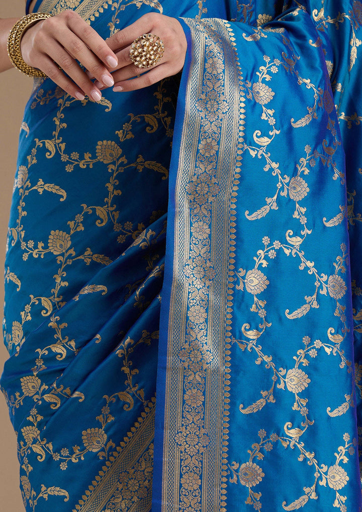 Royal Blue Zariwork Art Silk Saree-koskii