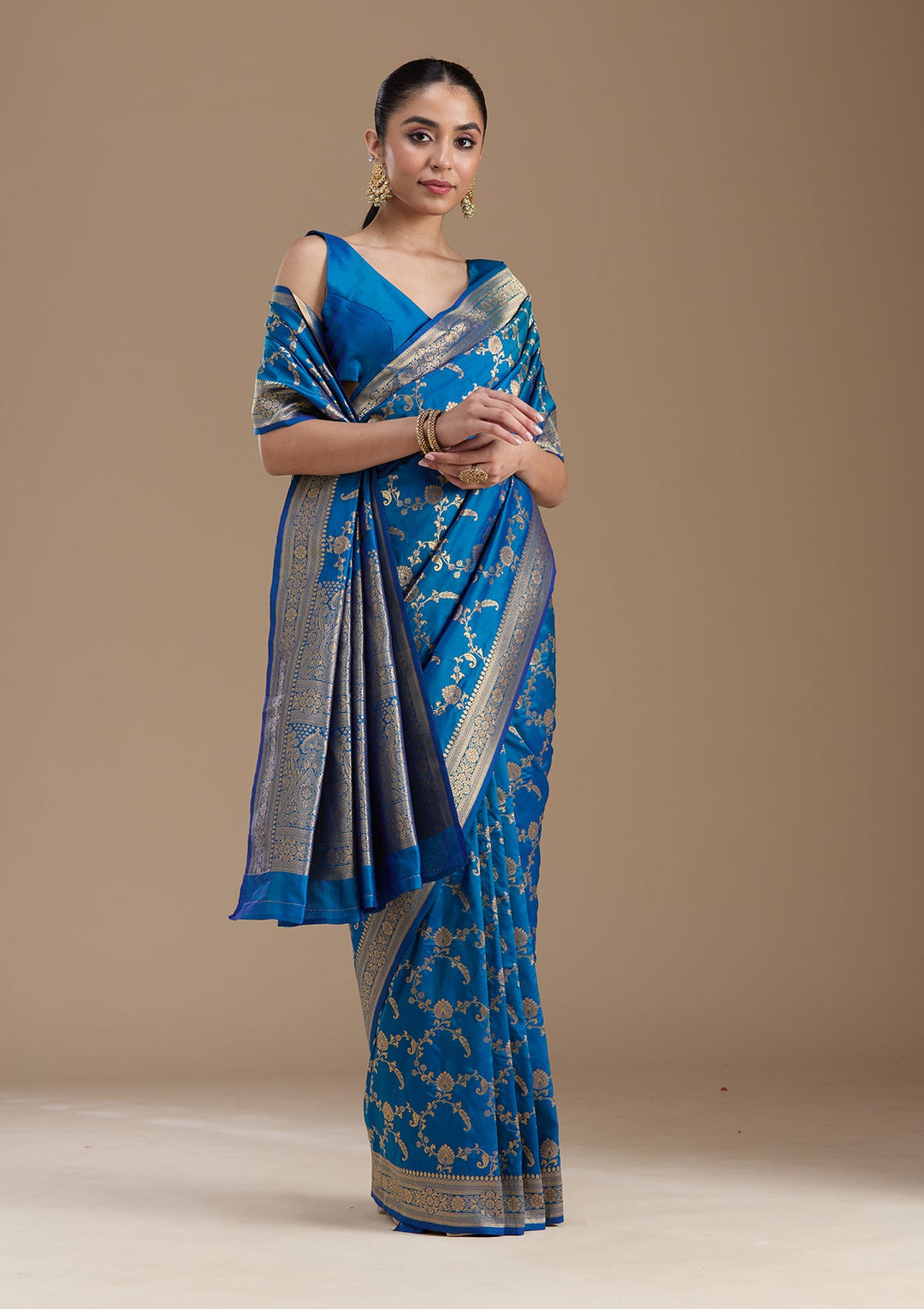 Royal Blue Zariwork Art Silk Saree-koskii
