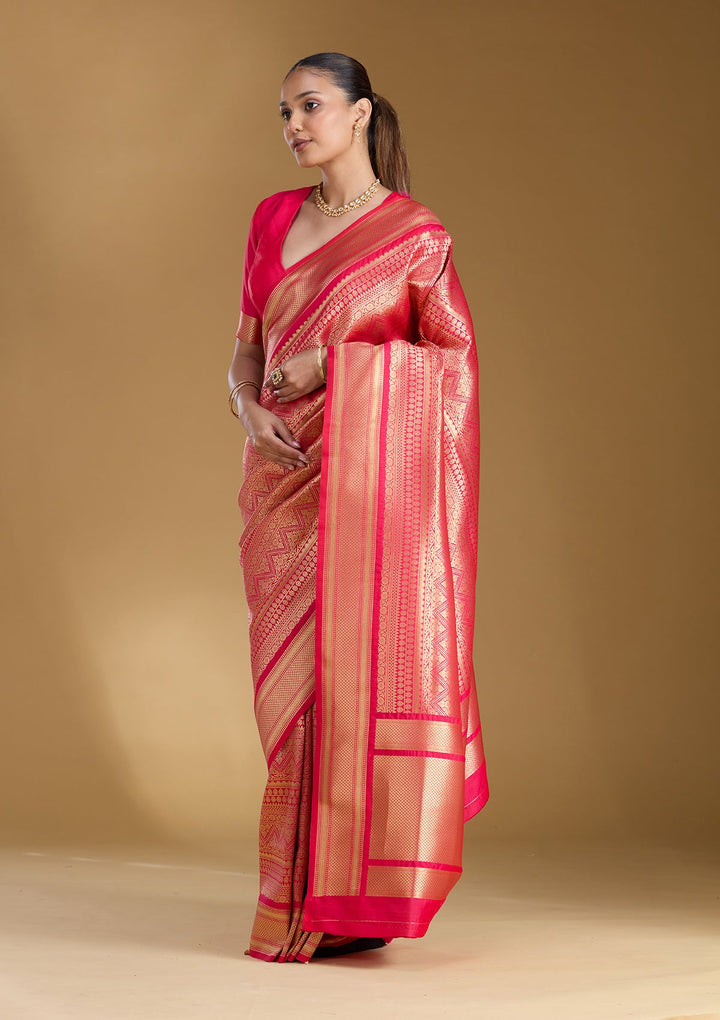 Rani Pink Zariwork (Gold) Art Silk Silk_Saree