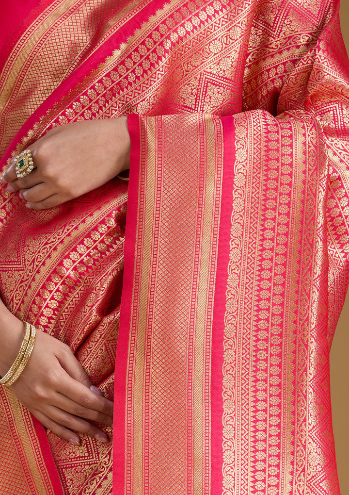 Rani Pink Zariwork (Gold) Art Silk Silk_Saree